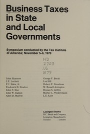 Cover of: Business taxes in state and local governments by [by] John Shannon [and others]