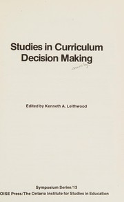 Cover of: Studies in curriculum decision making