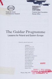 Cover of: The Gaidar programme: lessons for Poland and Eastern Europe