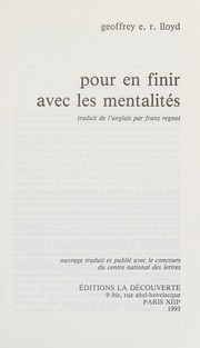Cover of: Pour en finir avec les mentalités