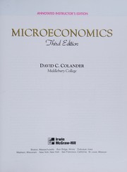 Cover of: Microeconomics [Annotated Instructor's Edition] by David C. Colander