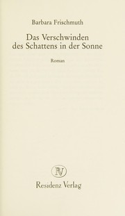 Cover of: Das Verschwinden des Schattens in der Sonne.