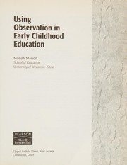 Cover of: Using observation in early childhood education