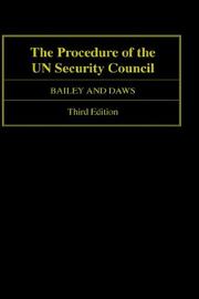 Cover of: The procedure of the UN Security Council by Sydney Dawson Bailey, Sydney Dawson Bailey