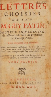 Cover of: Lettres choisies by Patin, Guy