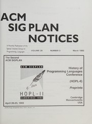 Cover of: History of Programming Languages Conference (Hopl-II Preprints April) by 