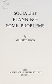 Cover of: Socialist Planning: Some Problems
