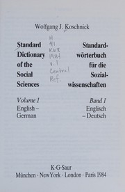 Cover of: Standard dictionary of the social sciences = by Wolfgang J. Koschnick