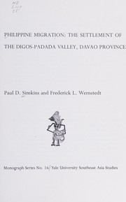 Cover of: Philippine migration: the settlement of the Digos-Padada Valley, Davao Province