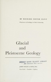 Cover of: Glacial and Pleistocene geology. by Richard Foster Flint