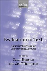 Cover of: Evaluation in Text: Authorial Stance and the Construction of Discourse