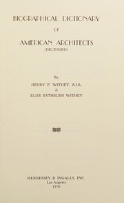 Cover of: Biological Dictionary of American Architects: Deceased