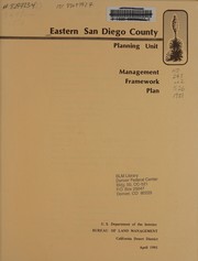 Cover of: Eastern San Diego County Planning Unit: management framework plan