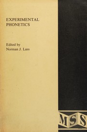 Cover of: Experimental phonetics.