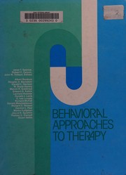 Cover of: Behavioral approaches to therapy