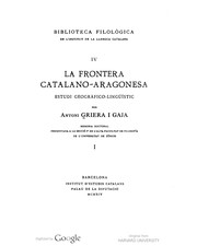 Cover of: La frontera catalano-aragonesa: estudi geografico-linguistic.