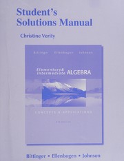 Cover of: Student's Solutions Manual for Elementary and Intermediate Algebra: Concepts and Applications
