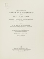 Cover of: Mathematical investigation of the effect of machinery ...