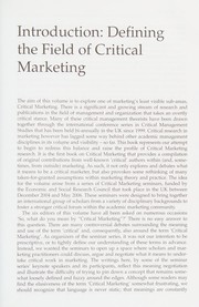 Cover of: Critical marketing: defining the field