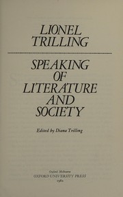 Cover of: Speaking of literature and society