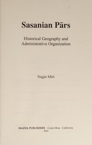 Cover of: Sasanian Pars by Negin Miri