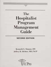 Cover of: The hospitalist program management guide by Kenneth G. Simone