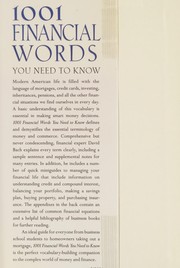 Cover of: 1001 financial words you need to know by David Bach, editor.