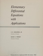 Cover of: Elementary differential equations with applications by C. H. Edwards