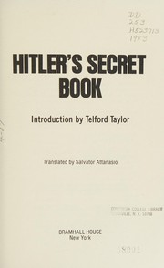 Cover of: Hitler's secret book by Adolf Hitler