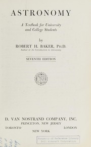 Cover of: Astronomy: a textbook for university and college students.