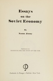 Cover of: Essays on the Soviet economy. by Naum Jasny