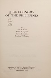 Cover of: Rice economy of the Philippines