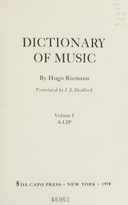 Cover of: Dictionary of music. by Hugo Riemann