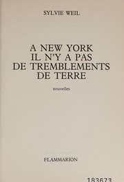 Cover of: A New York il n'y a pas de tremblements de terre: nouvelles