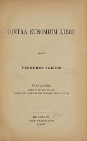Cover of: Contra Eunomium libri: Pars Altera