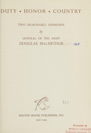 Cover of: Duty, honor, country: two memorable addresses.