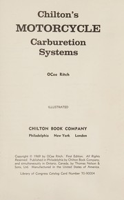 Cover of: Chilton's motorcycle carburetion systems.
