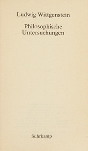 Cover of: Philosophische Untersuchungen. by Ludwig Wittgenstein