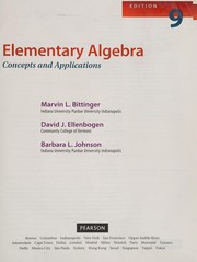 Cover of: Elementary algebra: concepts & applications