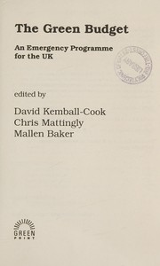 The Green Budget by David Kemball-Cook
