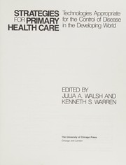 Cover of: Strategies for Primary Health Care: Technologies Appropriate for the Control of Disease in the Developing World (Studies in Infectious Disease Research)