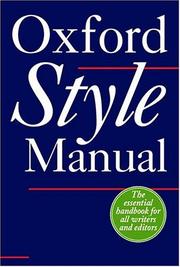 Cover of: The Oxford style manual by edited and compiled by R.M. Ritter.