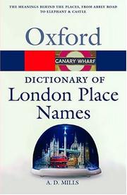 Cover of: A dictionary of London place-names by A. D. Mills