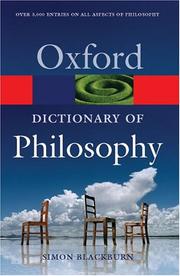 Cover of: The Oxford Dictionary of Philosophy by Simon Blackburn