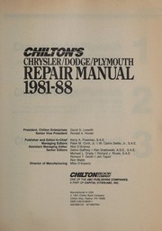 Cover of: Chilton's Chrysler/Dodge/Plymouth repair manual, 1981-88.
