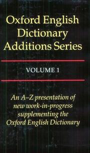 Cover of: Oxford English Dictionary Additions Series, Vol. 1 by 
