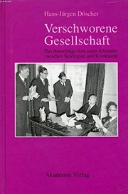 Cover of: Verschworene Gesellschaft by Hans-Jürgen Döscher