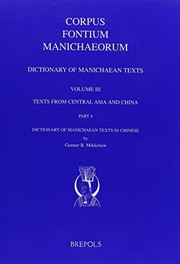 Cover of: Dictionary of Manichaean Texts Vol. 3,4 by Gunner B. Mikkelsen