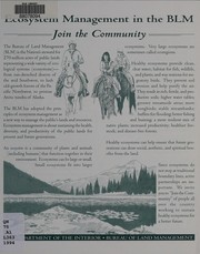Cover of: Ecosystem management in the BLM: join the community.