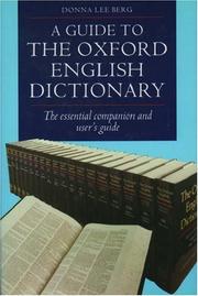 Cover of: A guide to the Oxford English dictionary by Donna Lee Berg